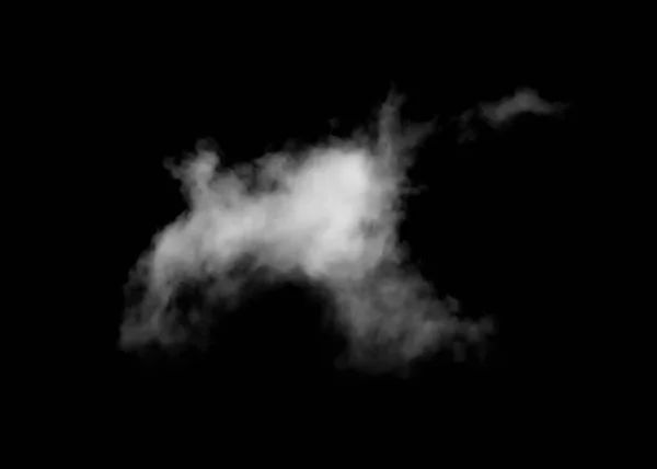 Weiße Wolke isoliert auf schwarzem Hintergrund. — Stockfoto