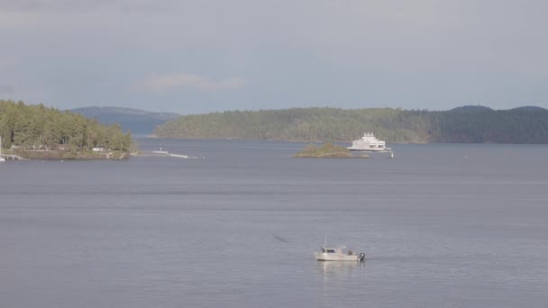 Barco de balsas BC saindo do terminal em Swartz Bay — Vídeo de Stock