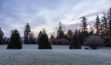 Kış gündoğumu sırasında şehir merkezine park et..