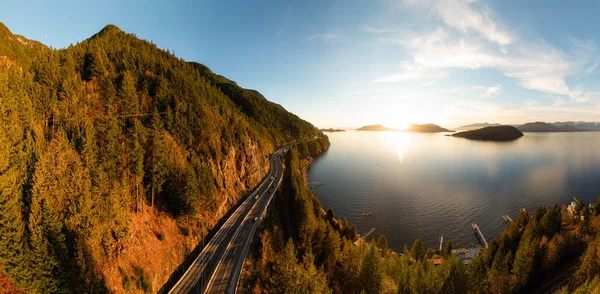 Панорамный Вид Воздуха Шоссе Sea Sky Highway Западном Побережье Тихого — стоковое фото