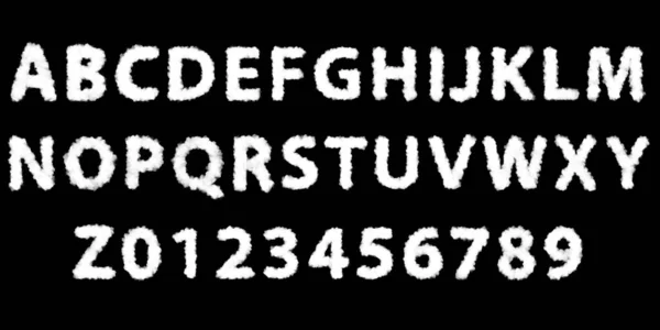 英語のアルファベットの形黒い背景に白い雲が隔離されています グラフィックデザイナー リソース — ストック写真
