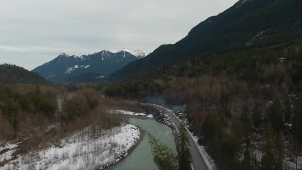 冬季雪地奇利瓦茨河空中景观. — 图库视频影像