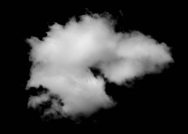 Siyah arkaplanda beyaz bulut izole.