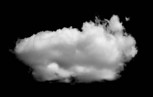 Nuage blanc isolé sur fond noir. — Photo