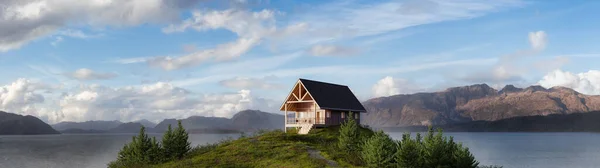 A-frame Cabaña casa en la costa del océano. Renderizado 3d. — Foto de Stock