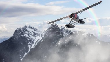 Kanadalı Rocky Dağı 'nın Deniz Uçan Uçaklı Hava Panoramik Manzarası