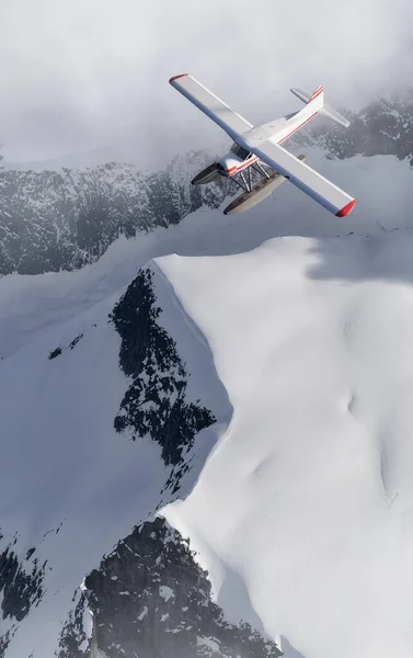Blick auf die kanadische Berglandschaft mit dem Wasserflugzeug. — Stockfoto