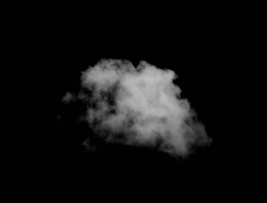 Siyah arkaplanda beyaz bulut izole.