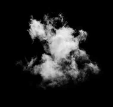 Siyah arkaplanda beyaz bulut izole.