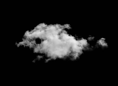 Siyah arkaplanda beyaz bulut izole.