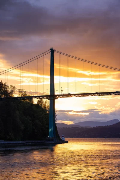 Stanley Park, Lions Gate Bridge and City with Mountains in Background