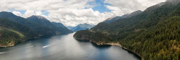 Panoramic Aerial View of Indian Arm, Mountains and Canadian Nature Landscape. — Stock Photo, Image