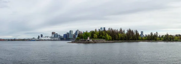 Panoramic View Coal Harbour Canada Place Stanley Park Cloudy Evening — Stock Photo, Image