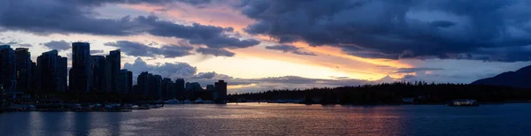 Panoramisch Uitzicht Coal Harbour Marina Modern City Stanley Park Dramatische — Stockfoto