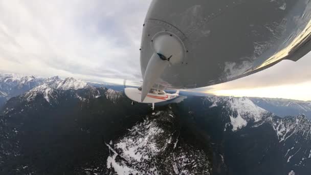 Vancouver Columbia Británica Canadá Febrero 2022 Pequeño Avión Monomotor Volando — Vídeo de stock