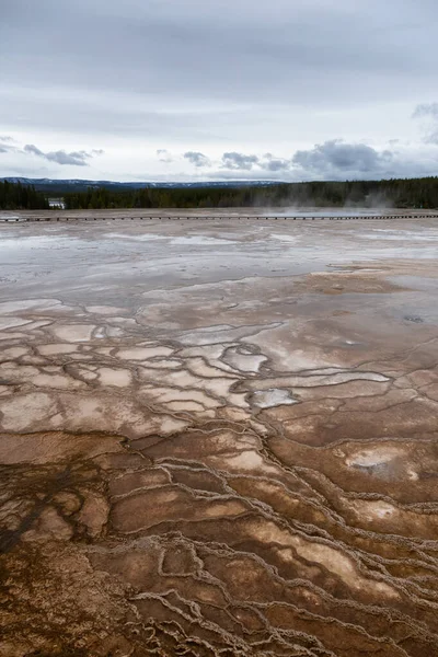 Paysage Source Chaude Avec Formation Sol Coloré Yellowstone National Park — Photo