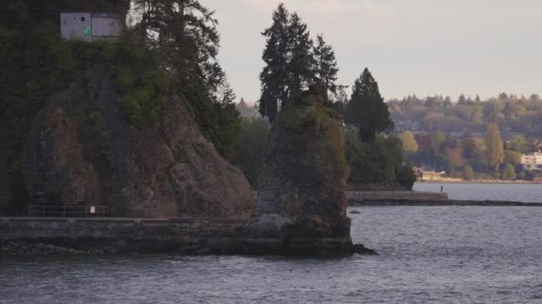 Siwash Rock Seawall Stanley Parku Západním Pobřeží Tichého Oceánu Vancouver — Stock video