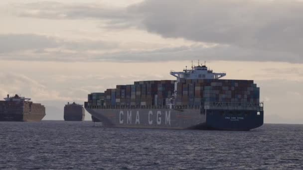 Vancouver British Columbia Kanada Mai 2022 Ein Großes Containerschiff Parkt — Stockvideo