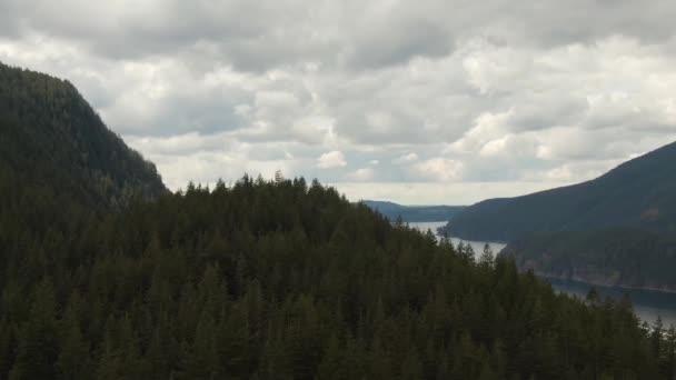 Luftaufnahme Des Indischen Arms Der Berge Und Der Kanadischen Naturlandschaft — Stockvideo