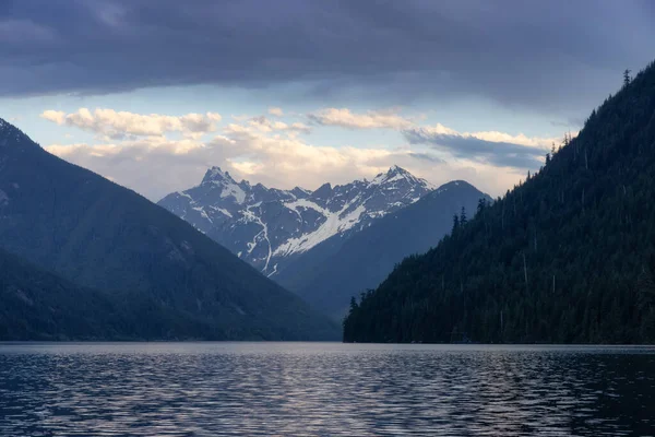 Meer Bomen Bergen Het Canadese Landschap Chilliwack Lake Brits Columbia — Stockfoto