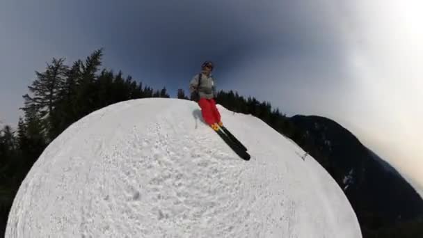 North Vancouver British Columbia Canada April 2022 Man Skiier Riding — Vídeos de Stock