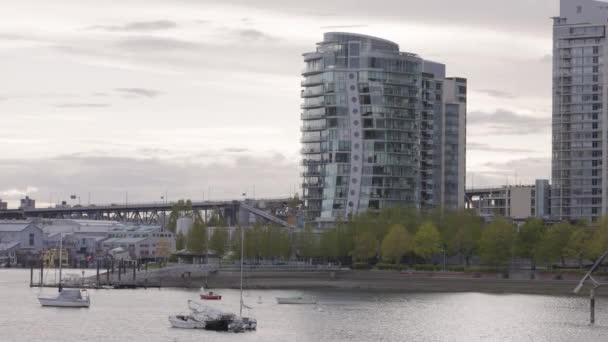 Vancouver British Columbia Kanada Şehir Manzarasında Binalar Var Moden Mimarisi — Stok video