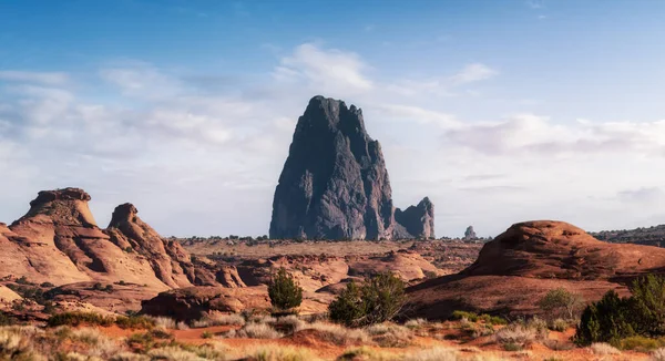 Desert Rocky Mountain American Landscape. Sunset Sky Art Render. Oljato-Monument Valley, Arizona, United States. Nature Background