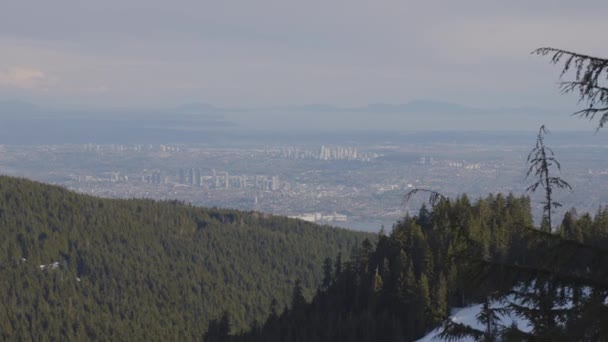 Colorful Sunset Tree Top Mountain Spring Season Taken Grouse Mountain — 图库视频影像