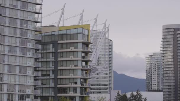 Vancouver British Columbia Kanada Şehir Manzarasında Binalar Var Moden Mimarisi — Stok video