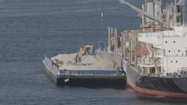 Seattle Washington United States June 2022 Big Tanker Ship Loading — Αρχείο Βίντεο