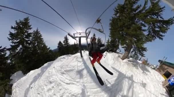 North Vancouver British Columbia Canada April 2022 Man Skiier Going — Stockvideo