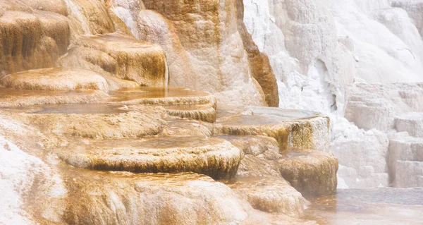 Paysage Source Chaude Avec Formation Sol Coloré Mammoth Hot Springs — Photo