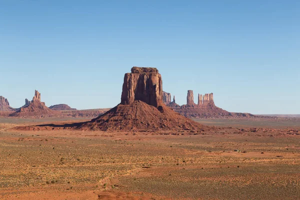 Desert Rocky Mountain American Landscape. Sunny Blue Sky Day. Oljato-Monument Valley, Utah, United States. Nature Background