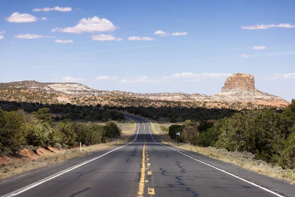 Scenic Road Dry Desert Red Rocky Mountains Background Arizona United — Stockfoto