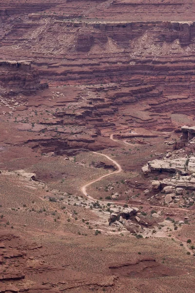 Dirt Διαδρομή Στο Desert Canyon Σκηνικό Αμερικανικό Τοπίο Και Red — Φωτογραφία Αρχείου