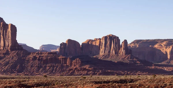 Desert Rocky Mountain American Landscape Morning Sunny Sunrise Sky Oljato — Fotografia de Stock