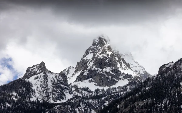 Snow Covered Mountains American Landscape Spring Season Grand Teton National — 스톡 사진