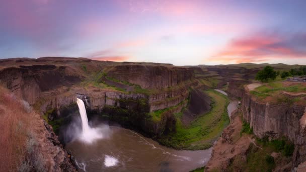 Cinemagraph Continuous Loop Waterfall American Mountain Landscape Sunset Sky Art — Αρχείο Βίντεο