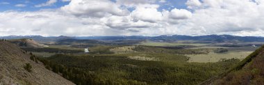 Trees, Land and Mountains in American Landscape. Spring Season. Grand Teton National Park. Wyoming, United States. Nature Background Panorama