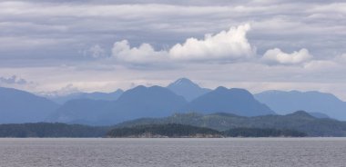 Howe Sound, Islands and Canadian Mountain Landscape Background. Taken near West Vancouver, British Columbia, Canada.