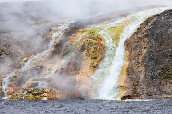 River Hot Spring Geyser Colorful Water American Landscape Yellowstone National — Zdjęcie stockowe