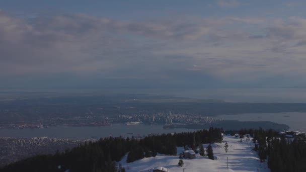 Άποψη Του Top Grouse Mountain Ski Resort Την Πόλη Στο — Αρχείο Βίντεο