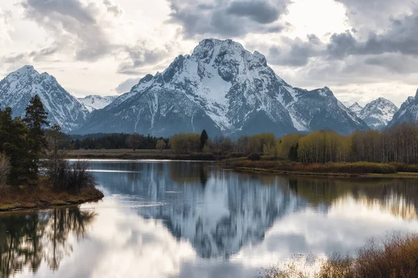 River Surrounded Trees Mountains American Landscape Snake River Oxbow Bend — Stockfoto