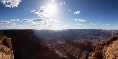 Desert Rocky Mountain American Landscape. Cloudy Sunny Sky. Grand Canyon National Park, Arizona, United States. Nature Background Panorama