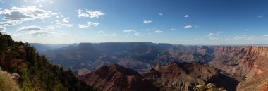 Desert Rocky Mountain American Landscape. Cloudy Sunny Sky. Grand Canyon National Park, Arizona, United States. Nature Background Panorama