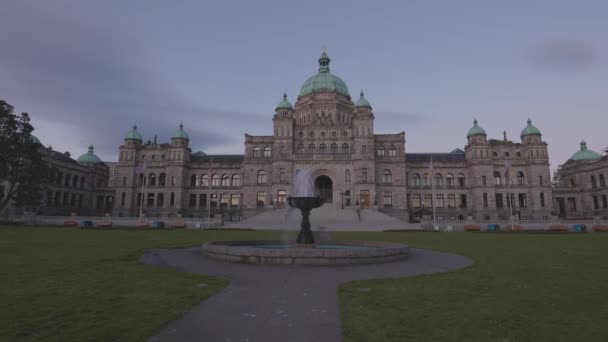 Legislative Assembly British Columbia Capital City Colorful Sunrise Downtown Victoria — Video Stock