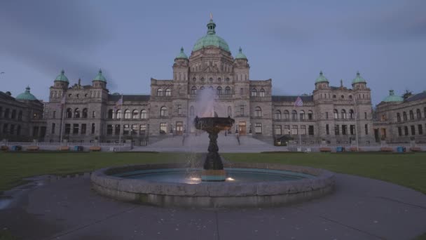 Legislative Assembly British Columbia Capital City Colorful Sunrise Downtown Victoria — Stockvideo