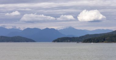 Howe Sound, Islands and Canadian Mountain Landscape Background. Taken near West Vancouver, British Columbia, Canada.