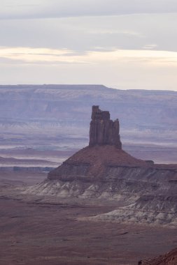 Scenic American Landscape and Red Rock Mountains in Desert Canyon. Spring Season. Canyonlands National Park. Utah, United States. Nature Background. Sunset