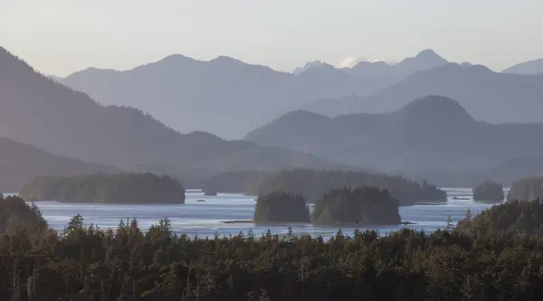 Green Trees Mountain Landscape Pacific Ocean West Coast Tofino Vancouver — Stockfoto